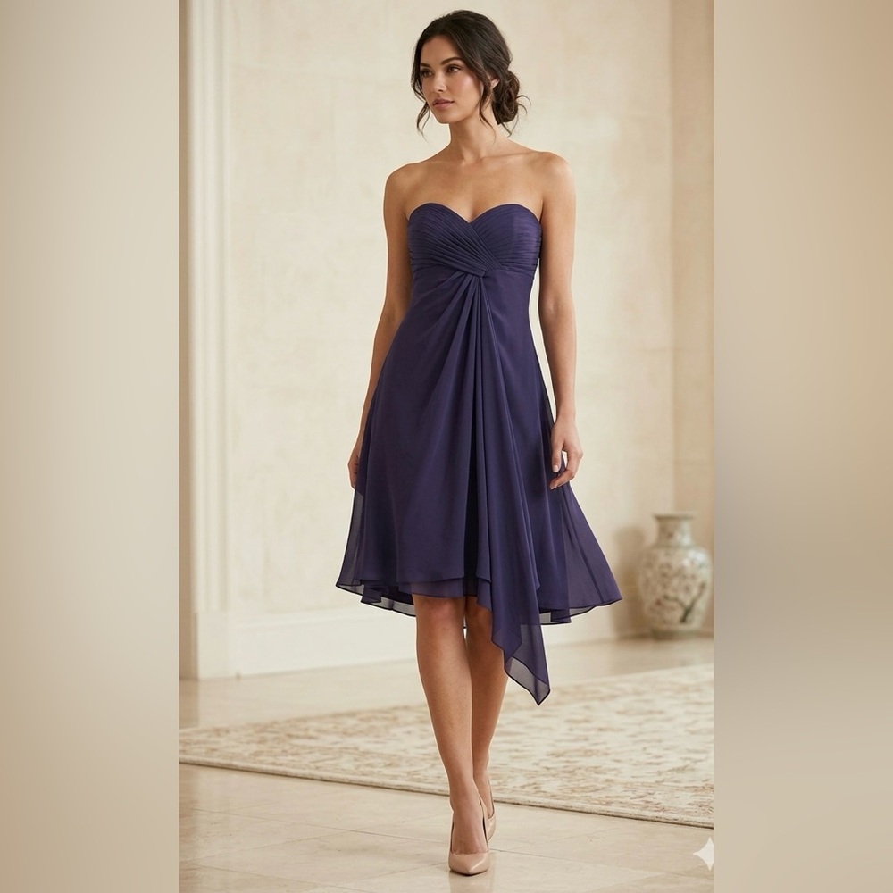 David's Bridal Womens Strapless Purple Party Dress Size 12